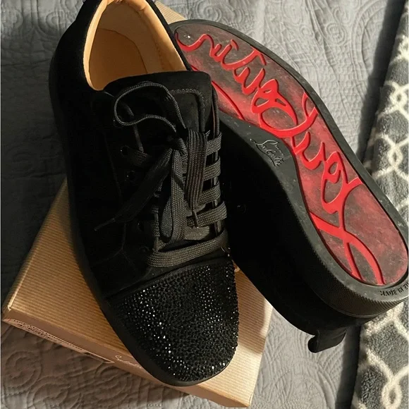 Louboutin Black Red Bottoms Shoes Mens Low Top Sneakers Louboutin